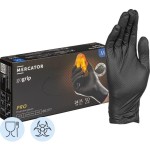 Перчатки хозяйственные нитриловые, GoGrip (ГоуГрип) р. M 25 шт особопрочные неопудренные пара черные