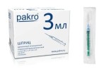 Шприц одноразовый, Pakro (Пакро) 3 мл р. 0.6ммх32мм 23Gх1 1/4
