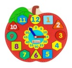 Игрушка детская, Alatoys (Алатойс) арт. ЧС12 рамка-вкладыш часы деревянные яблоко