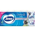 Платки носовые одноразовые, Zewa (Зева) 10х10 шт Делюкс Дизайн трехслойные спайка