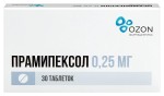 Прамипексол, таблетки 0.25 мг 30 шт