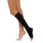 Чулок компрессионный кругловязаный, р. 5 ЧККВ ЦК до колена 2 класс компрессии с открытым мыском черный