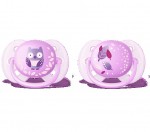 Соска-пустышка силиконовая, Avent (Авент) 2 шт SCF 227/20 ультрасофт сова для девочек 0-6 мес