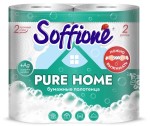 Полотенца бумажные, Soffione (Соффионе) 2 шт Pure home Пьюр хоум двухслойные белые рулон